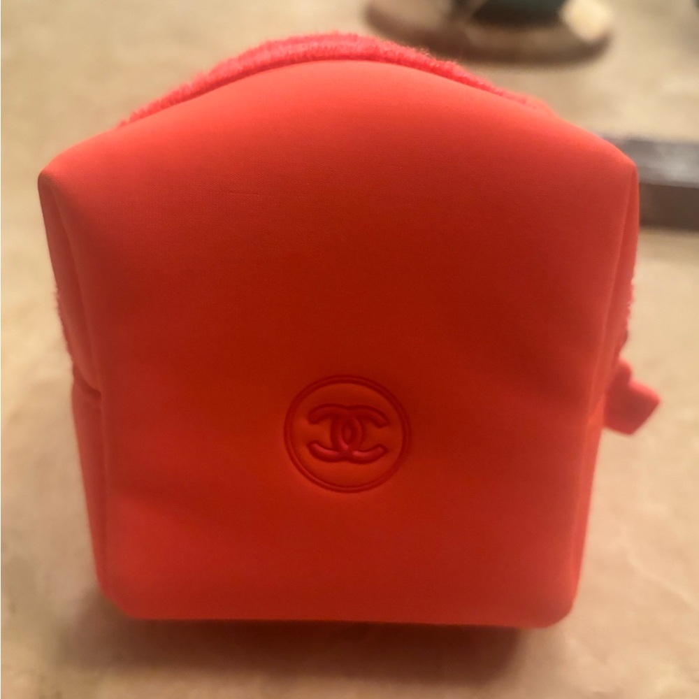 *SOLD* Chanel Beaute Coral and Hot Pink Cosmetic Pouch